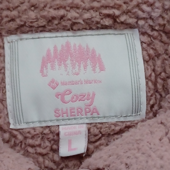 Member's Mark Women's Cozy Sherpa Pullover Size L Pink 1/4 Zip Pockets - Picture 9 of 13